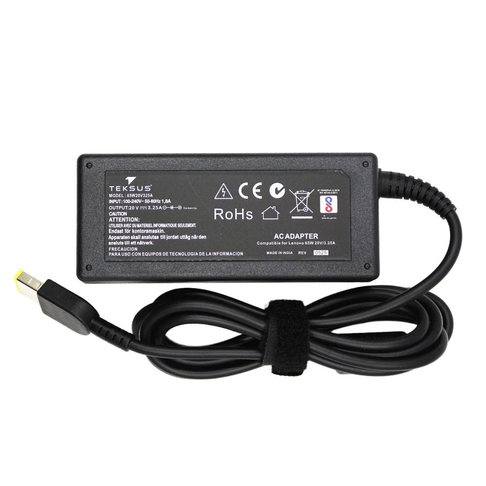 Teksus Laptop Adapter Compatible For Lenovo 65w | 20v/3.25a | USB Pin view 2